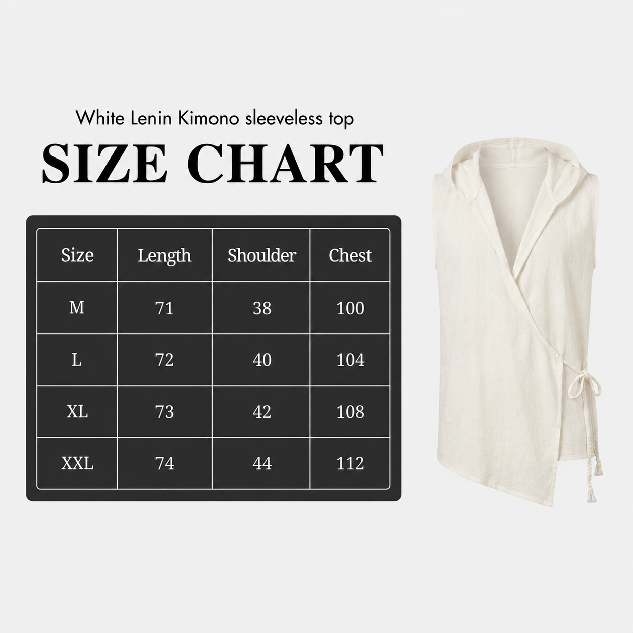 White Linen Kimono Sleeveless Top