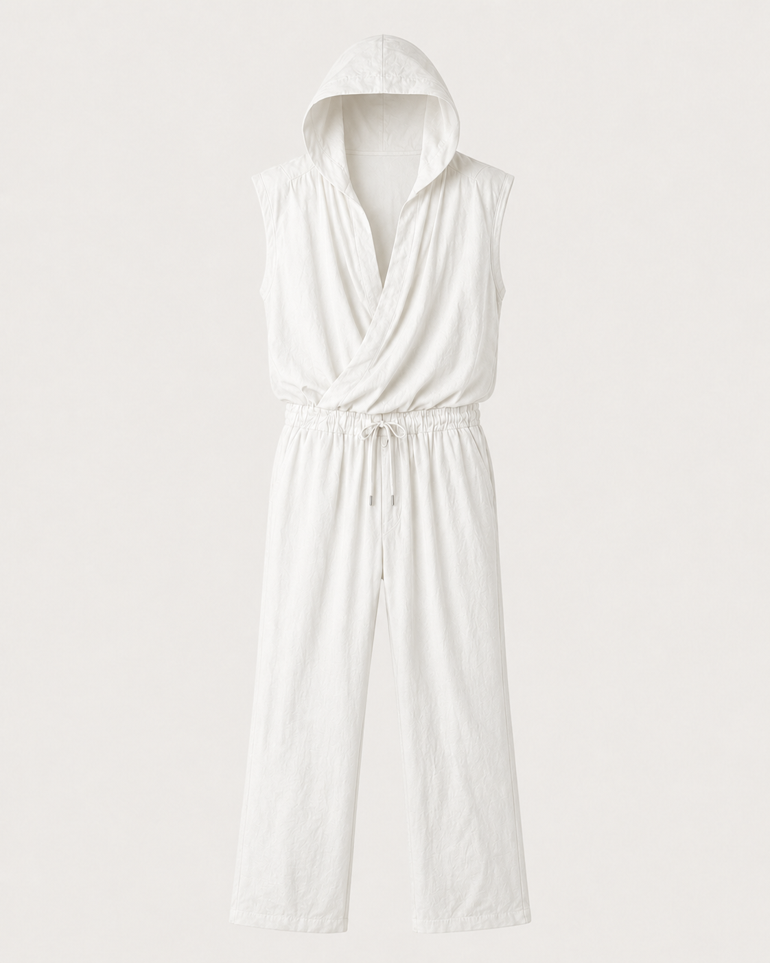 White Linen Crossed Jumpsuit
