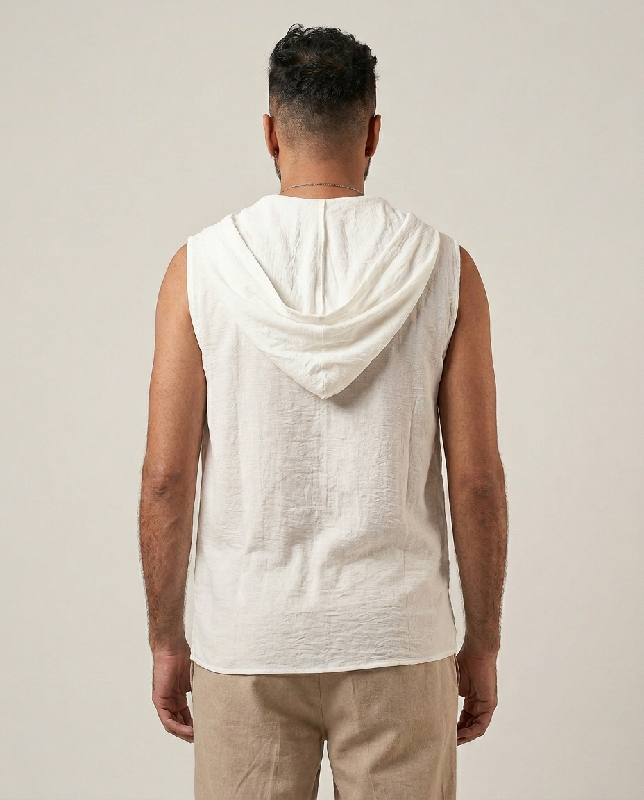 White Linen Kimono Sleeveless Top