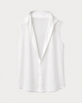 White Sleeveless Linen Shirt