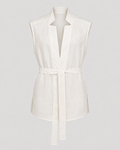 White Linen Top with Belt