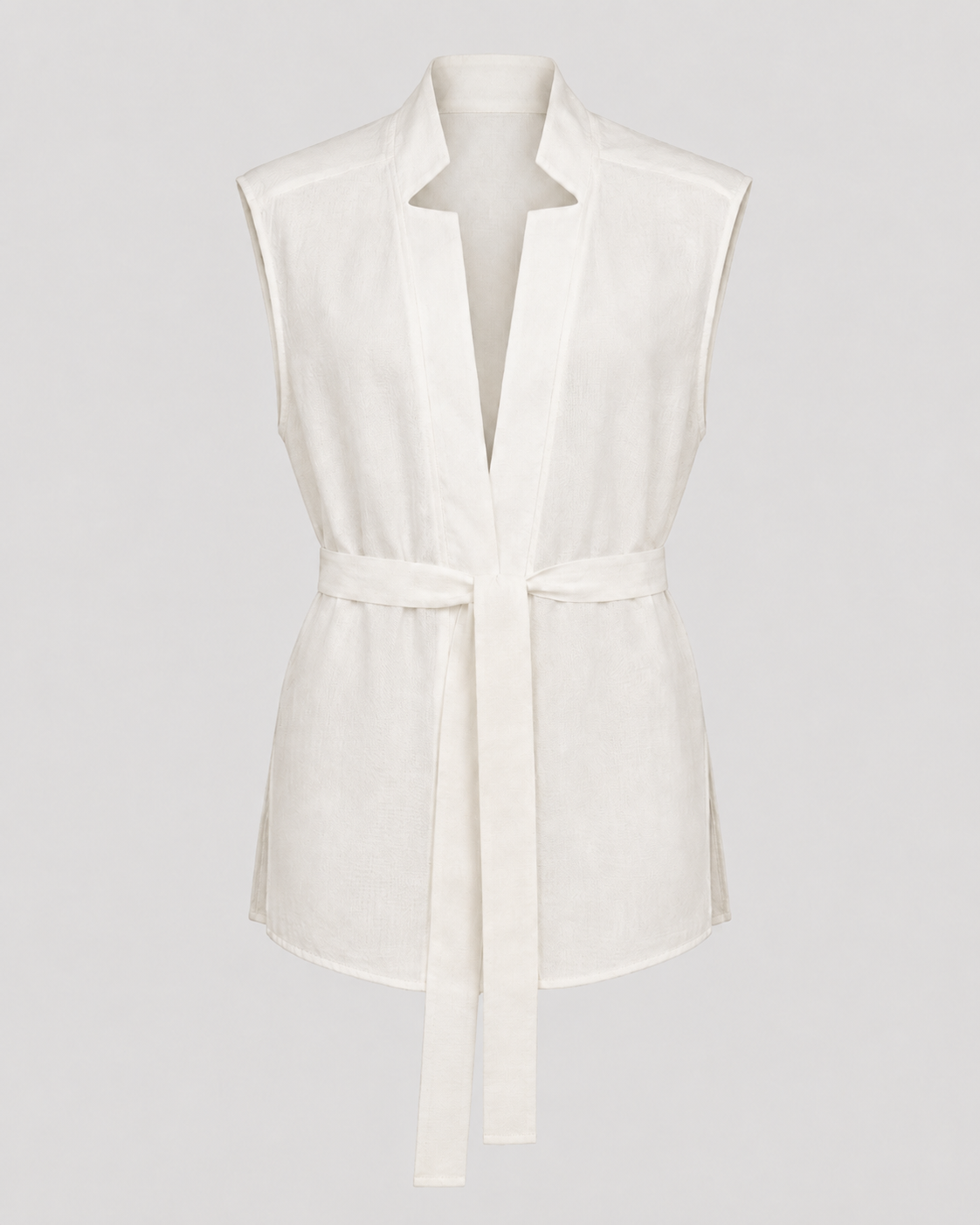White Linen Top with Belt