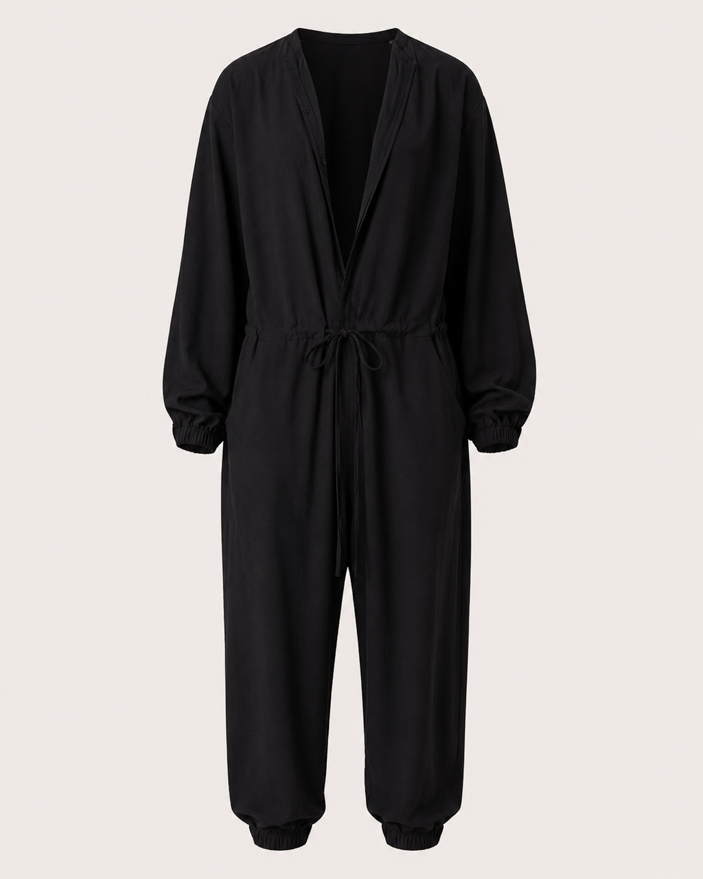 Oversized Black Linen Jumpsuit