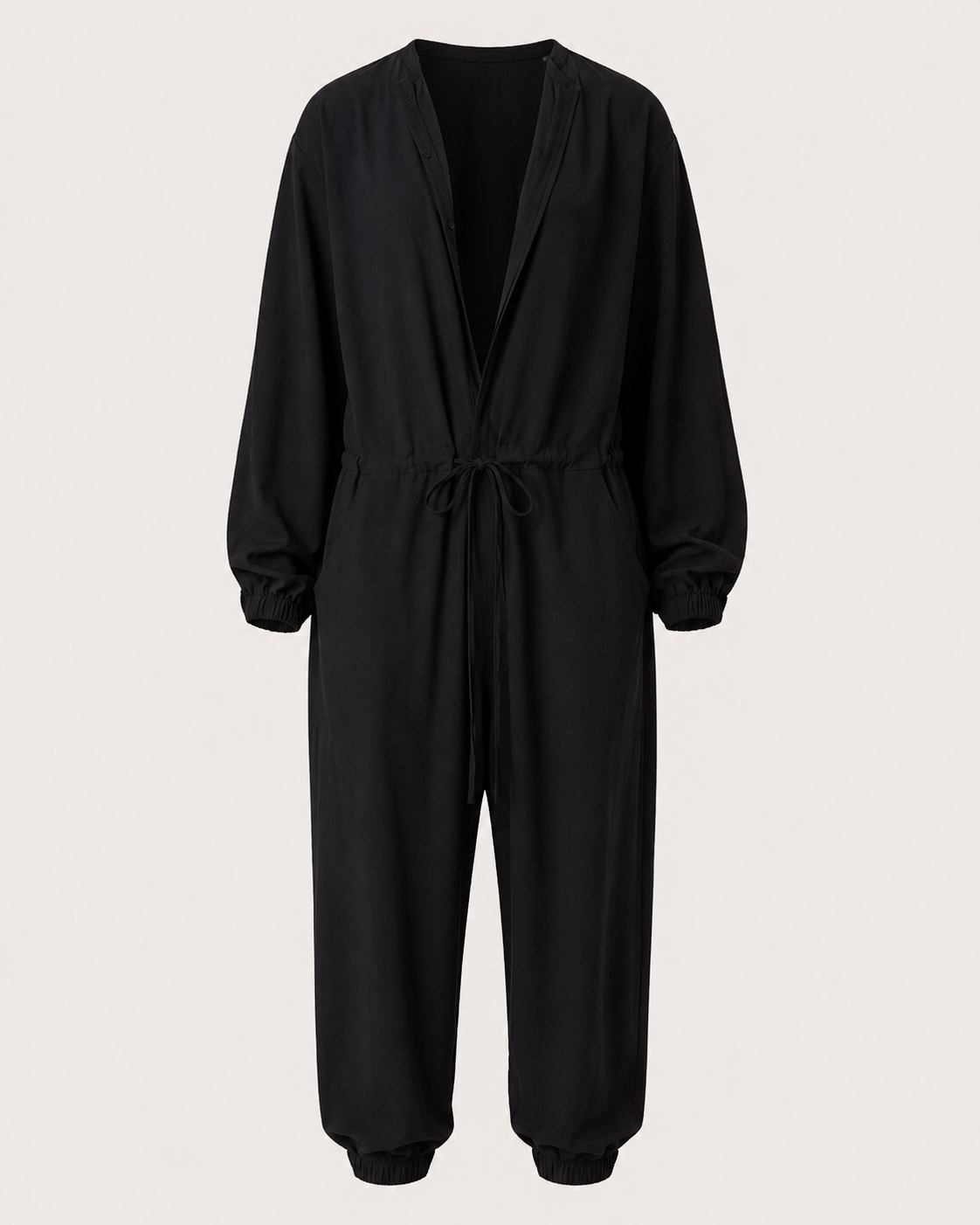 Oversized Black Linen Jumpsuit