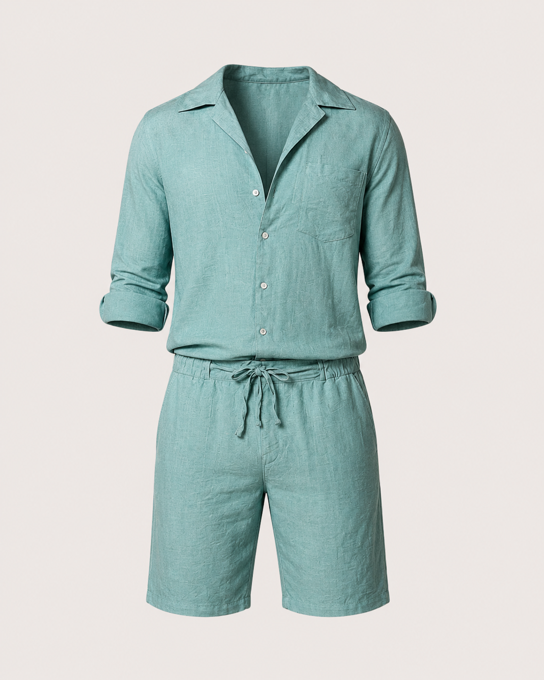 Mint Linen Jumpsuit Shorts