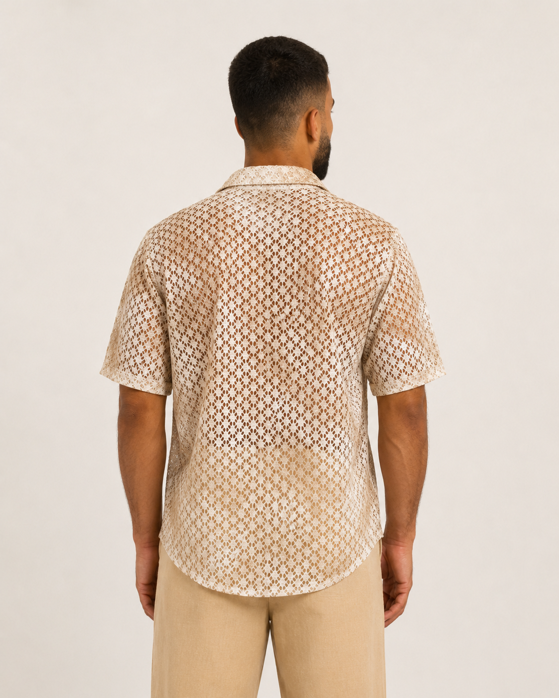 Breathable White & Beige Shirt