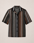 Black with Colourful Stripes Breathable Short Sleeve Shirt