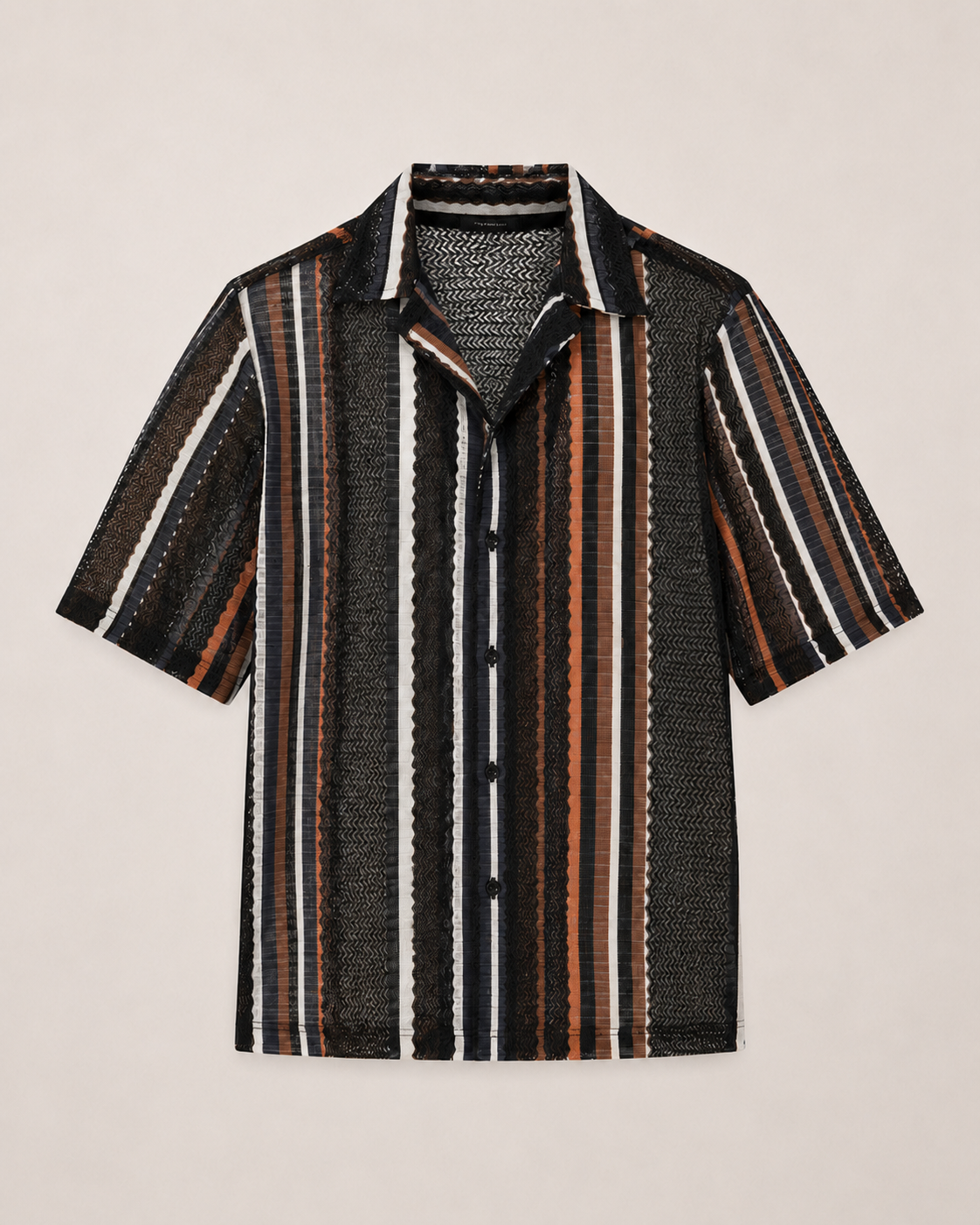 Black with Colourful Stripes Breathable Short Sleeve Shirt