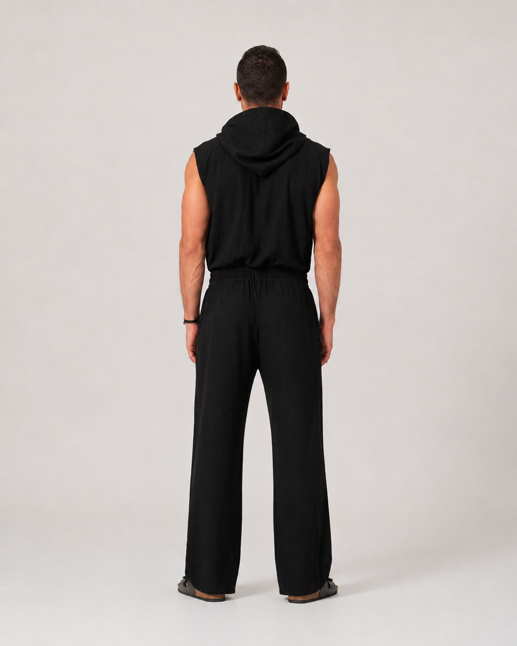 Black Linen Crossed Jumpsuit