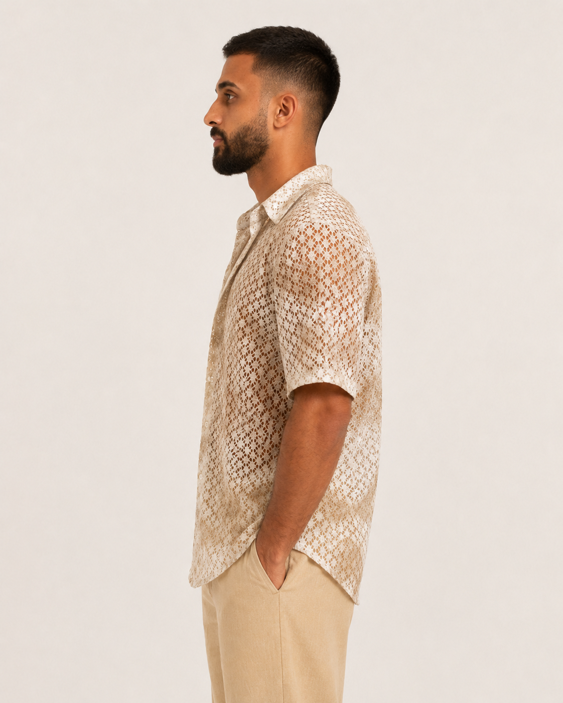 Breathable White & Beige Shirt