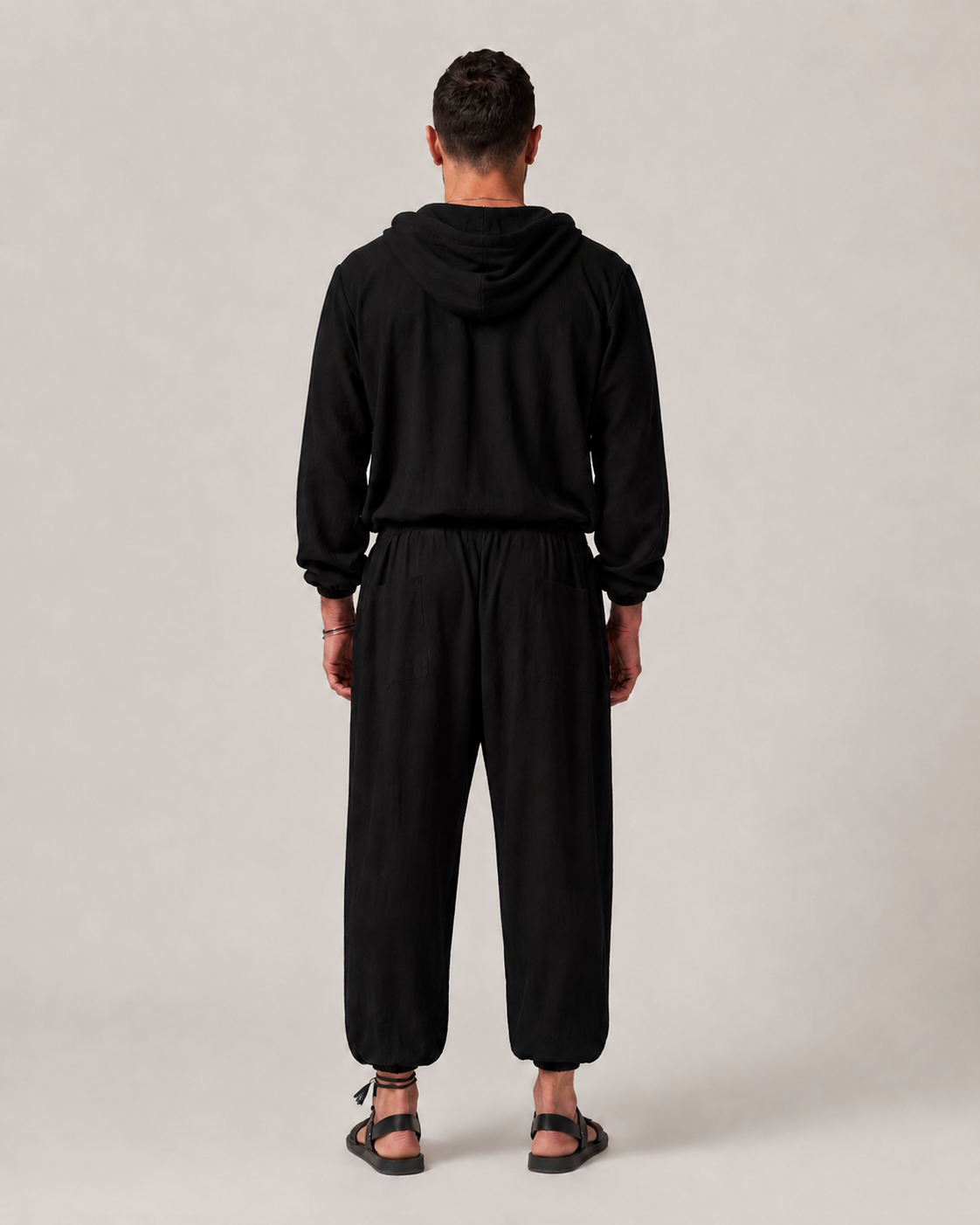 Oversized Black Linen Jumpsuit