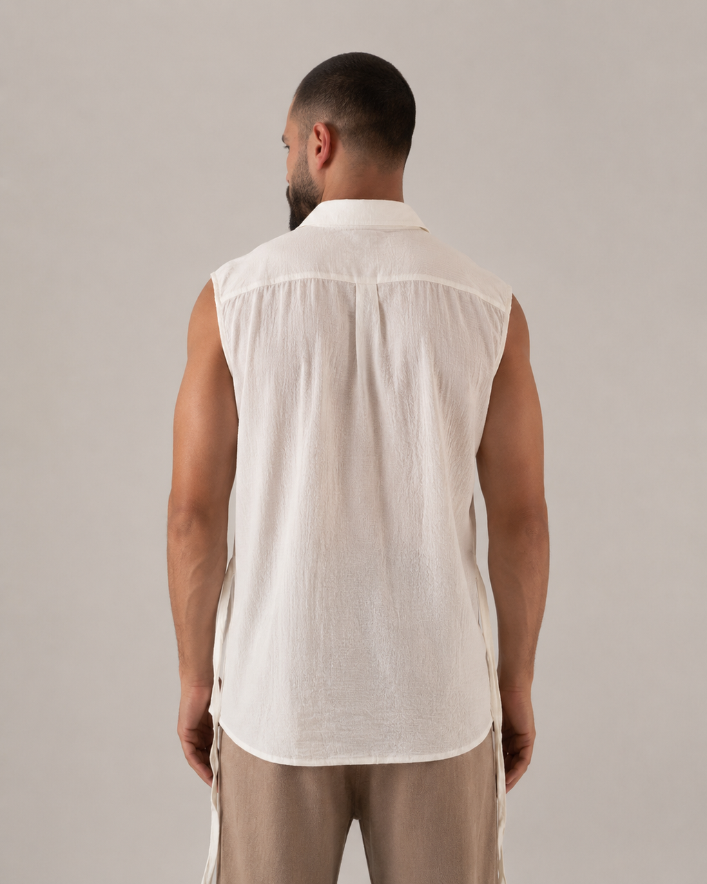 White Linen Top with Belt