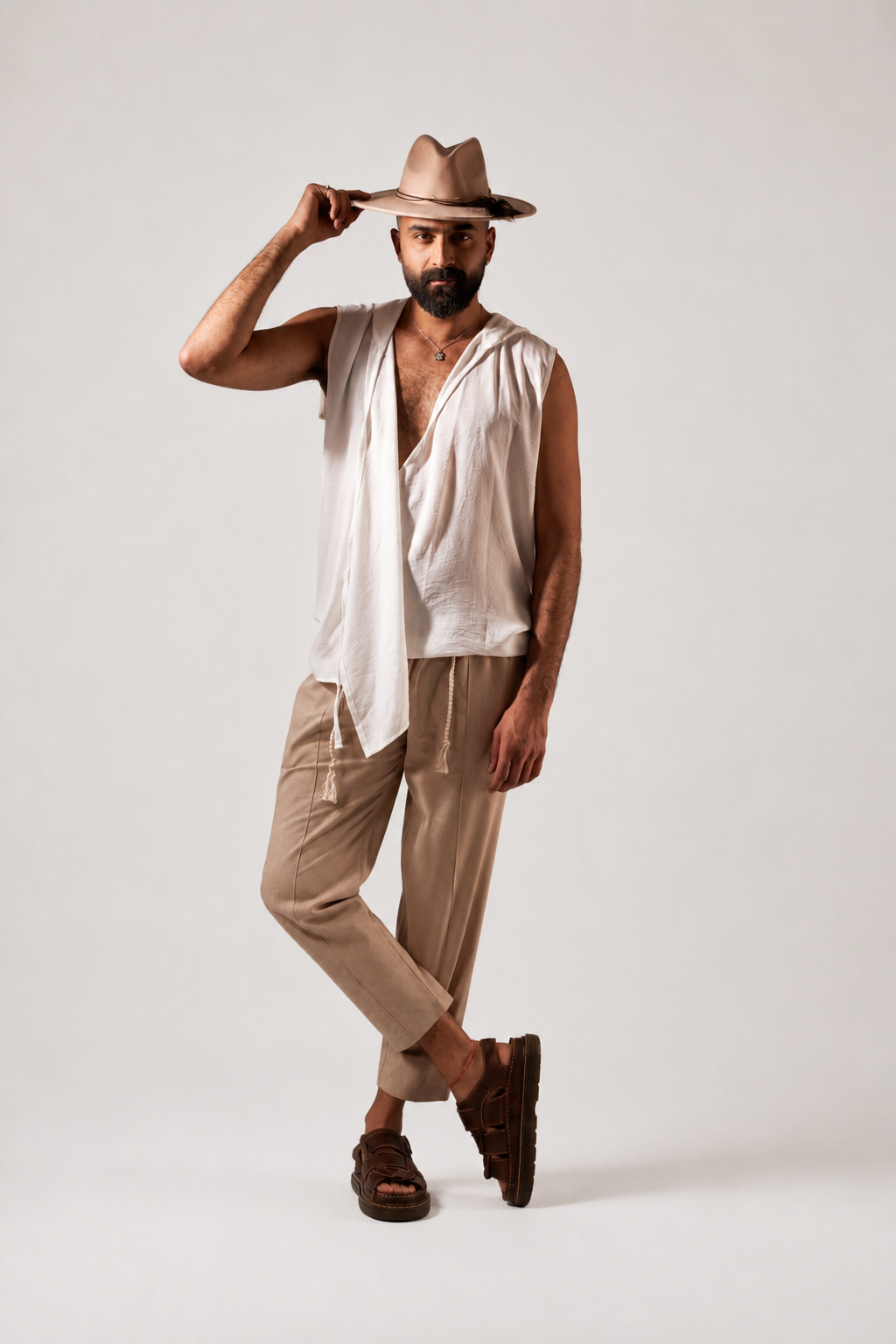 White Linen Kimono Sleeveless Top