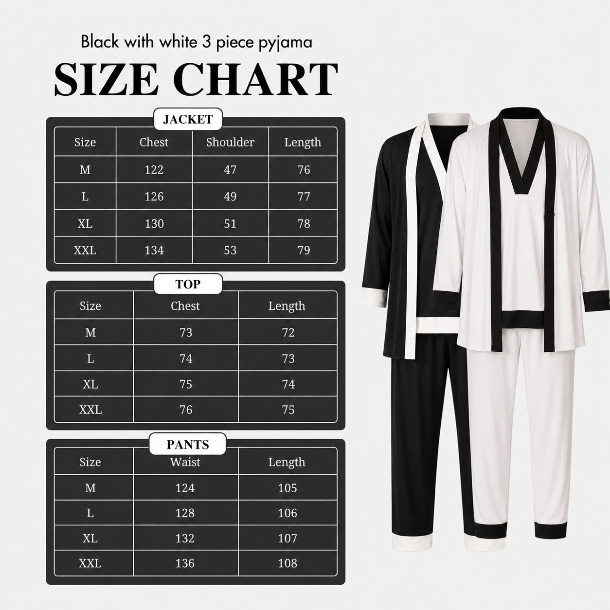 Black With White Pyjama set