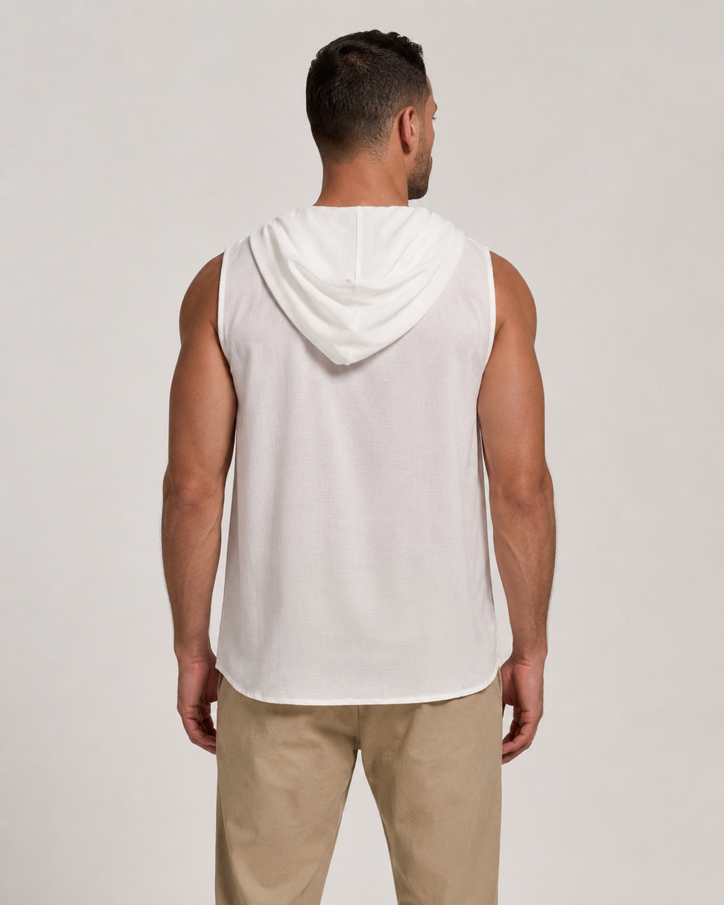 White Sleeveless Linen Shirt