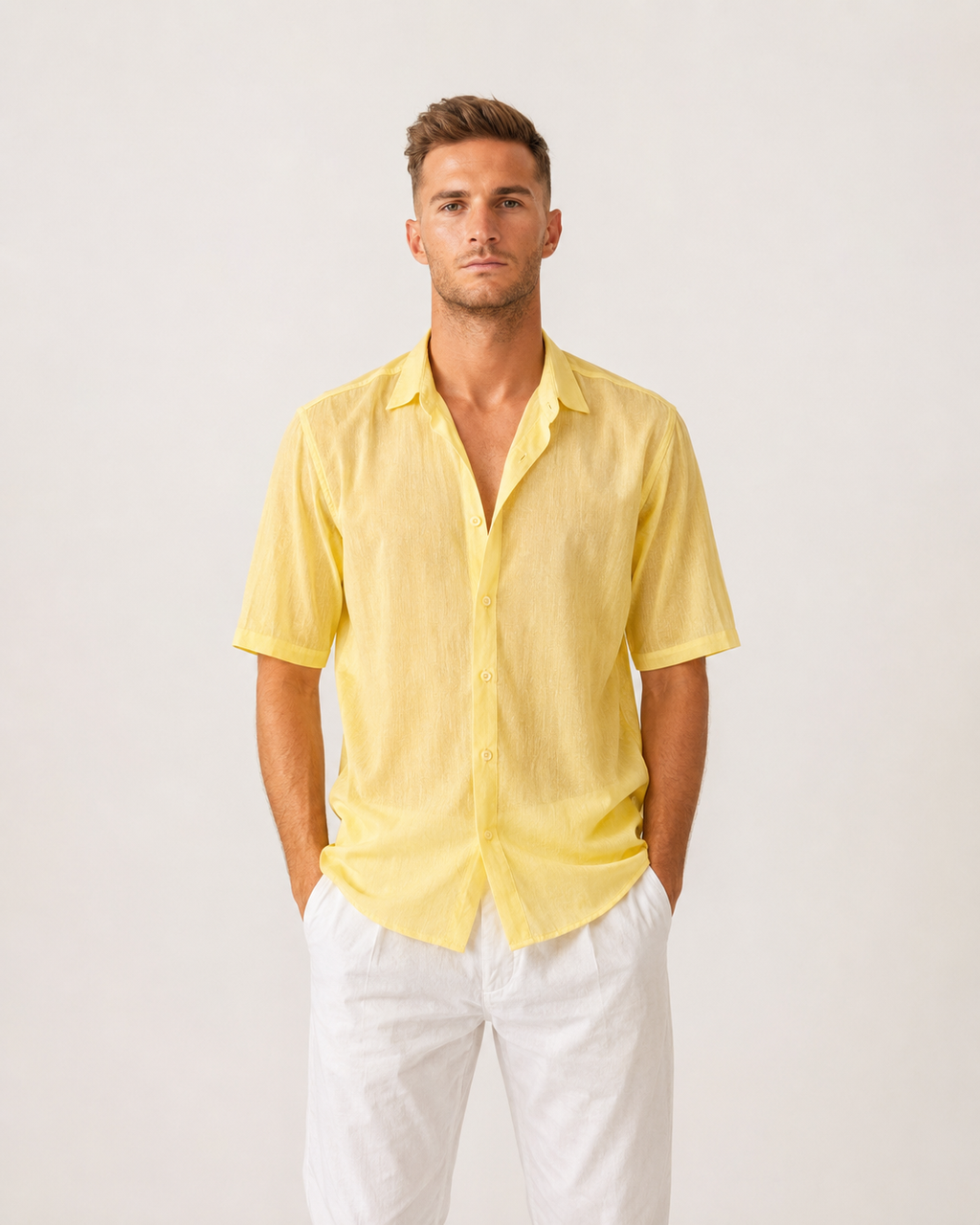 Short Sleeves Yellow Shirt