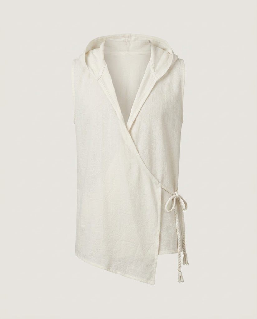 White Linen Kimono Sleeveless Top