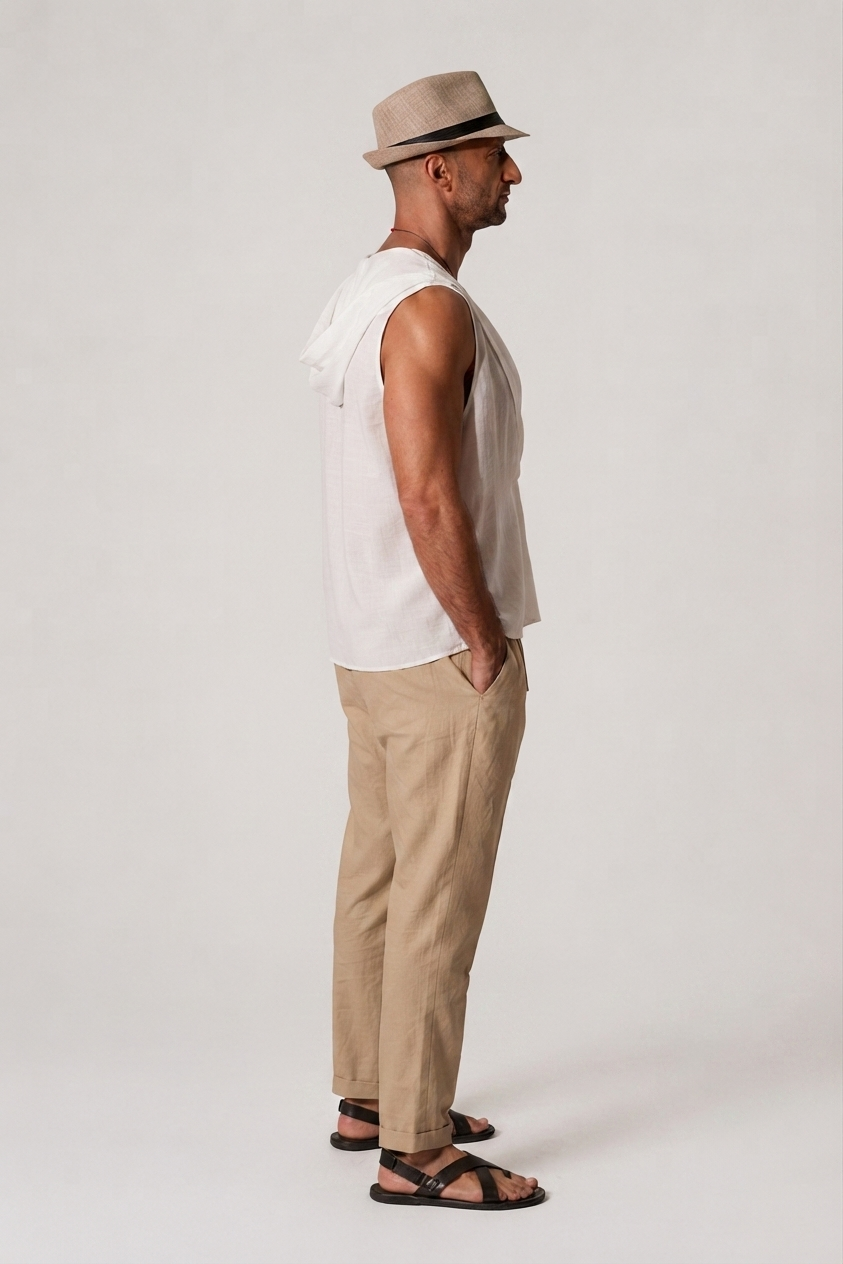 White Sleeveless Linen Shirt