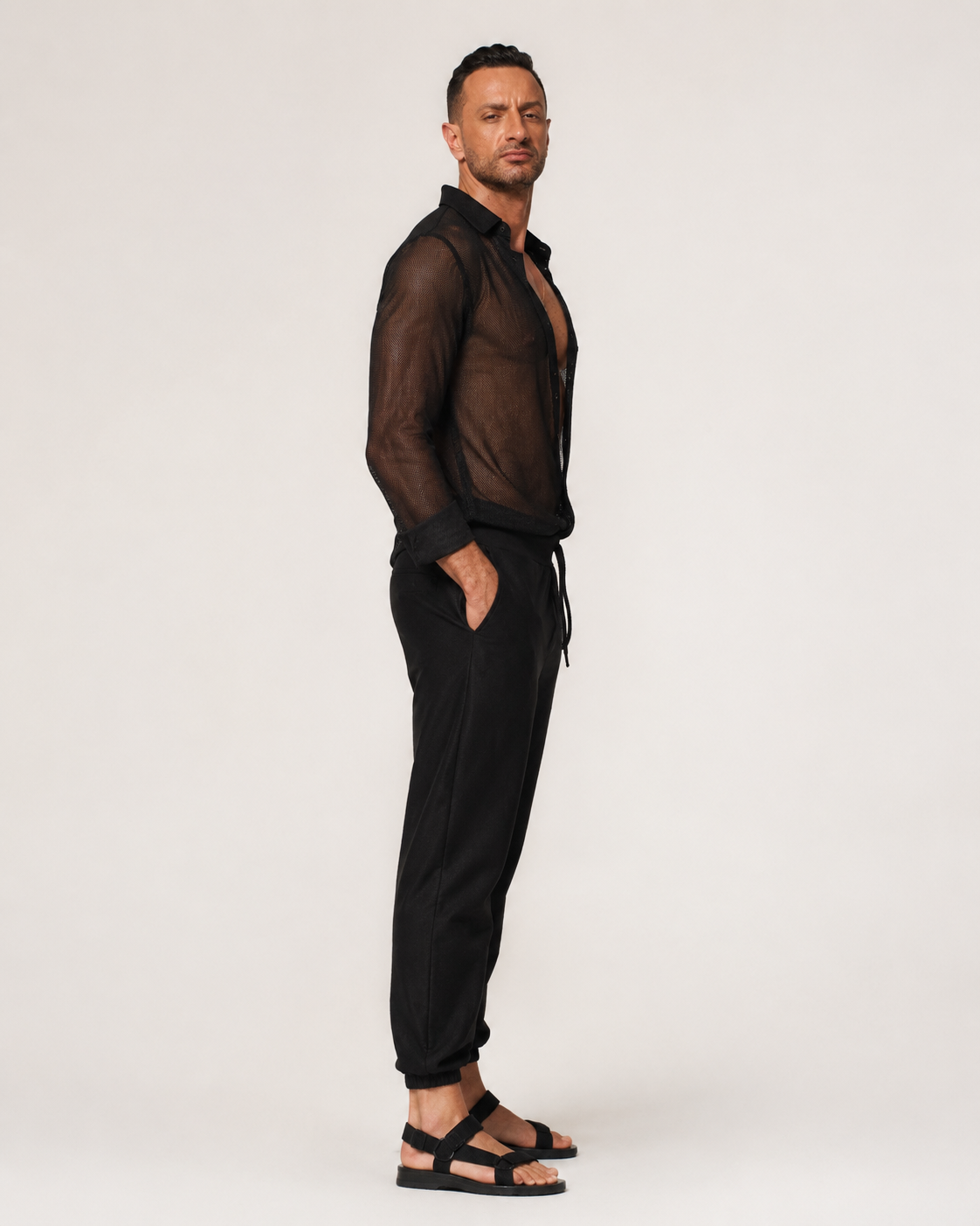 Black Jumpsuit with Breathable Top