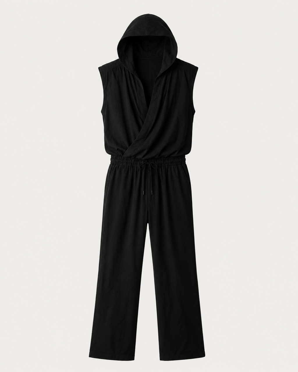 Black Linen Crossed Jumpsuit