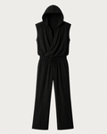 Black Linen Crossed Jumpsuit