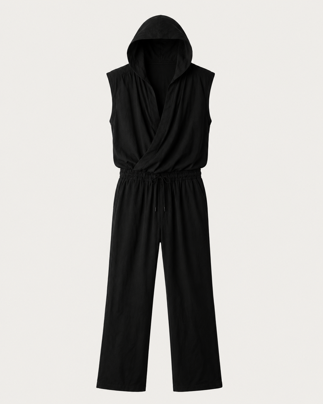 Black Linen Crossed Jumpsuit