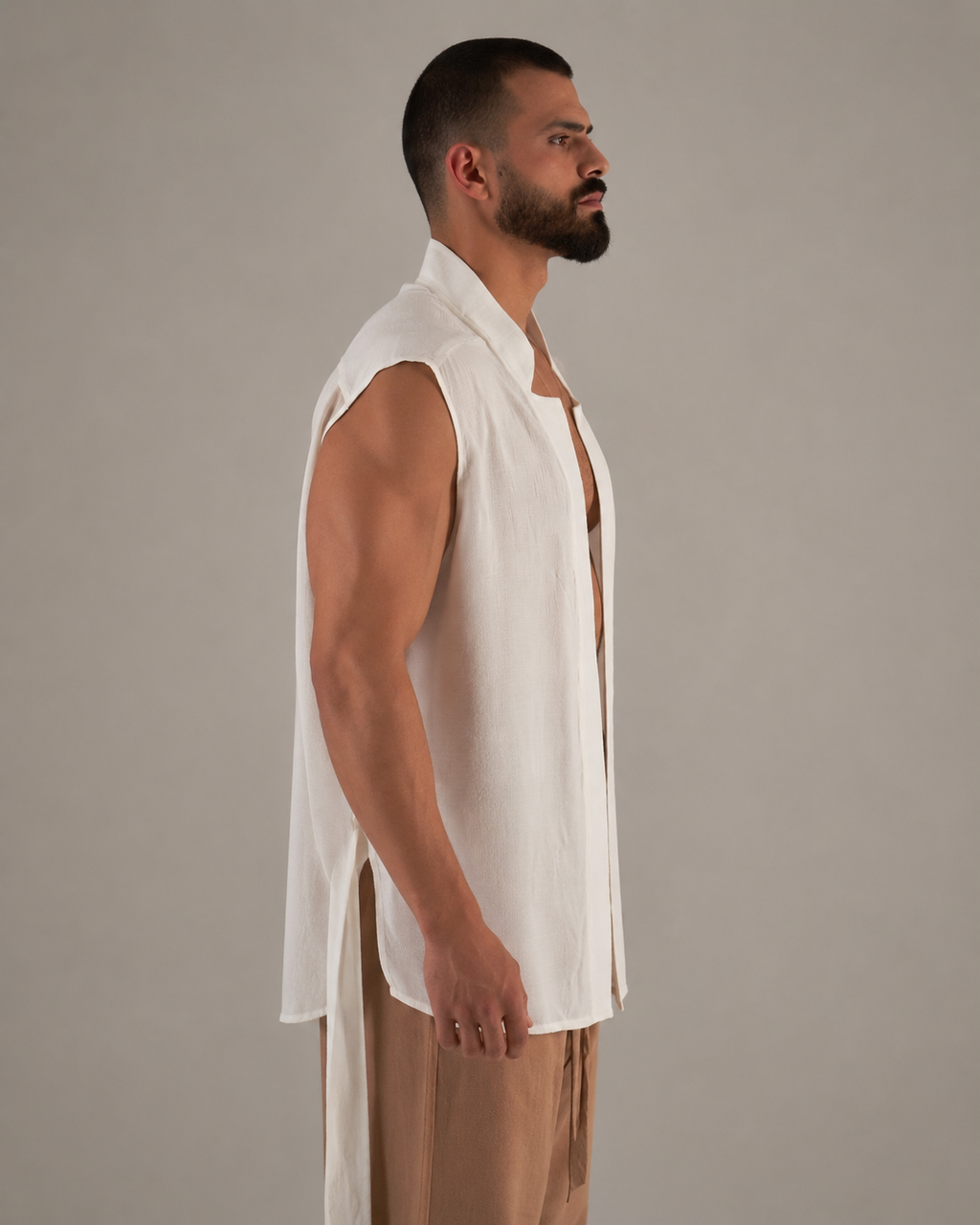 White Linen Top with Belt